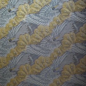 Antique silk weave with cranes and plumage
